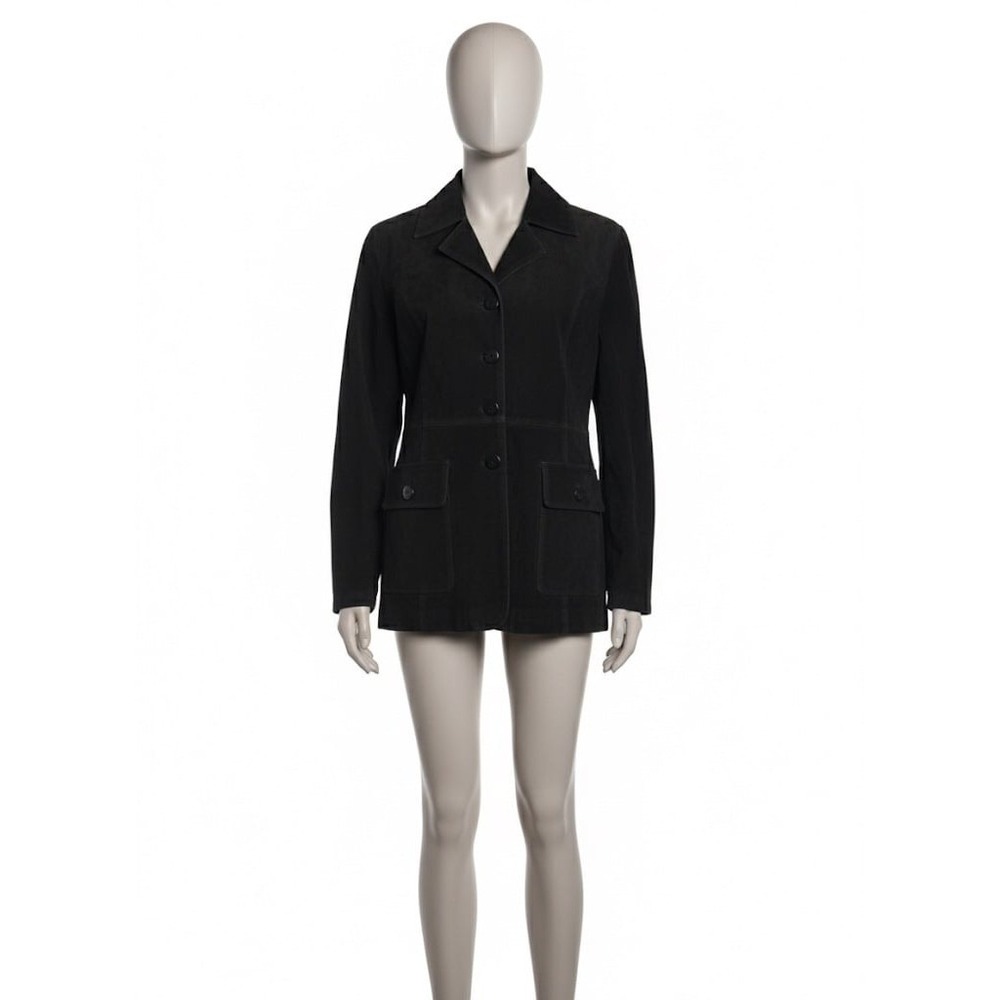 Paris Blues Y2K Vintage Leather Jacket Womens Large Black Real Suede Leather